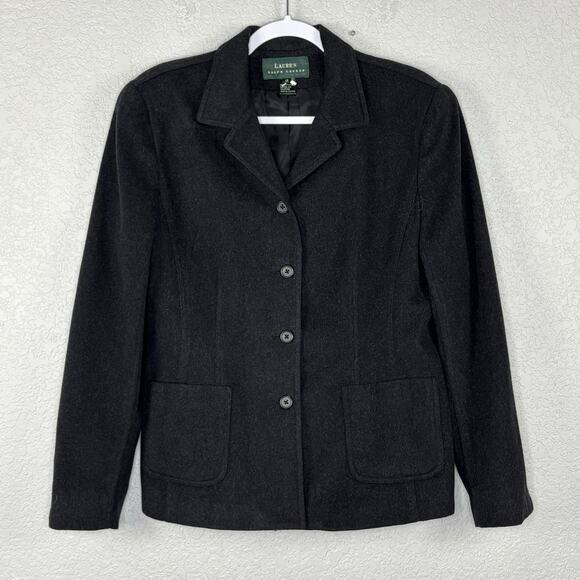 Ralph Lauren LRL Women’s Blazer Size 12 Wool Angora Blend Dark Academia Gray - Picture 1 of 4